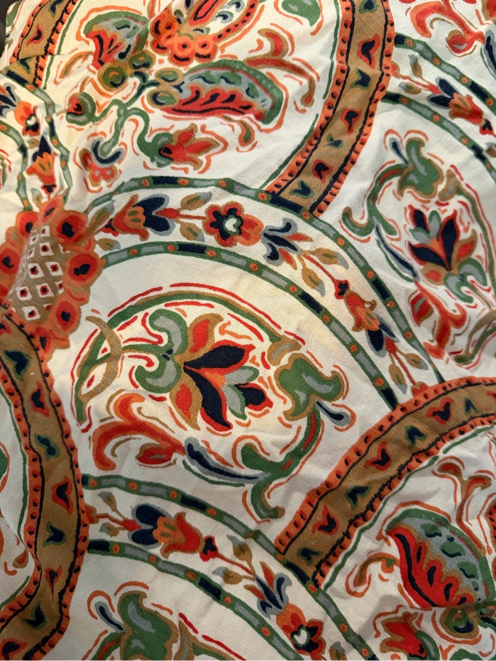 Pottery Barn Cream Multi-Color Paisley Bedding Fabric
